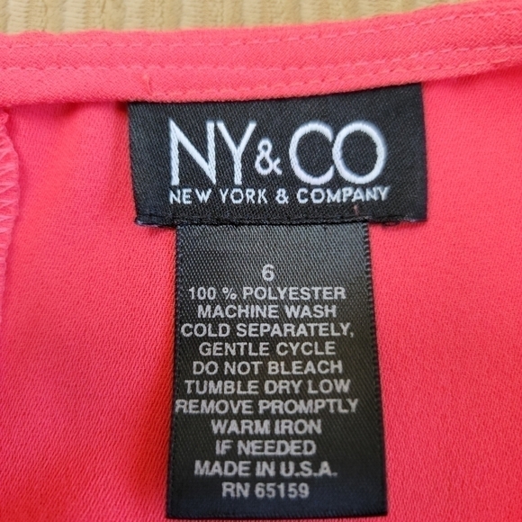 ny&co Coral/Orange Sleeveless Sheath Dress Size 6 - Picture 5 of 5